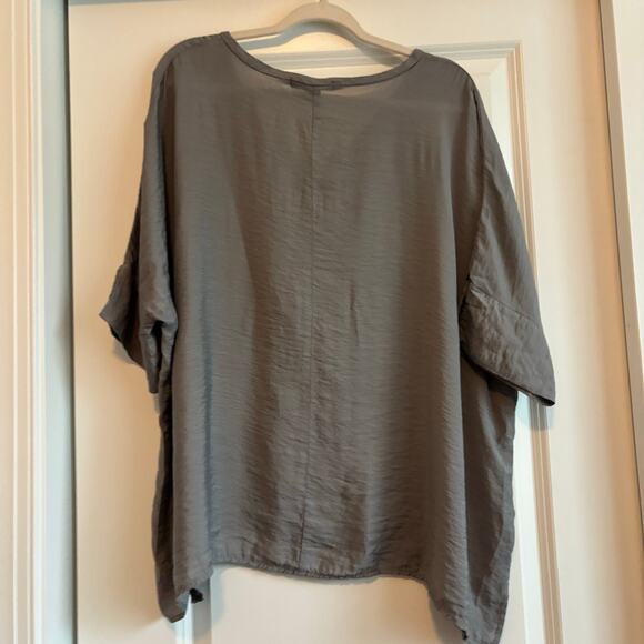Becasa Gray Slouchy Pullover Tunic Top Boho OS Lagenlook Natural Essential - Picture 2 of 9
